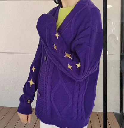 Variant image for Damen-Strickpullover, mit Sternenprint, vintage Stil, weiches Material-5
