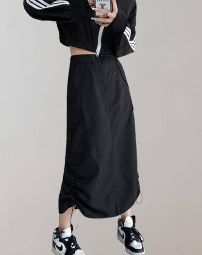 Variant image for Damen-Midirock, Utility-Stil, mit Taschen aus strapazierfähigen Stoff-1