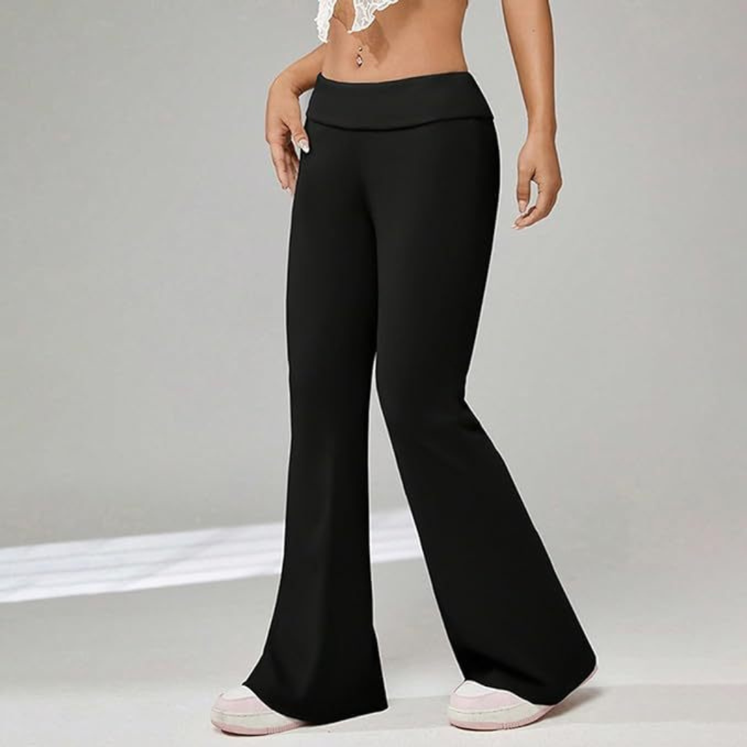 Damen-Flare-Hose, faltbar, Taillenband, weiche elastische Mischung-2