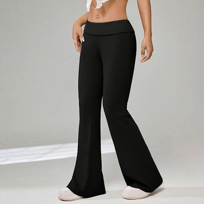 Damen-Flare-Hose, faltbar, Taillenband, weiche elastische Mischung-2