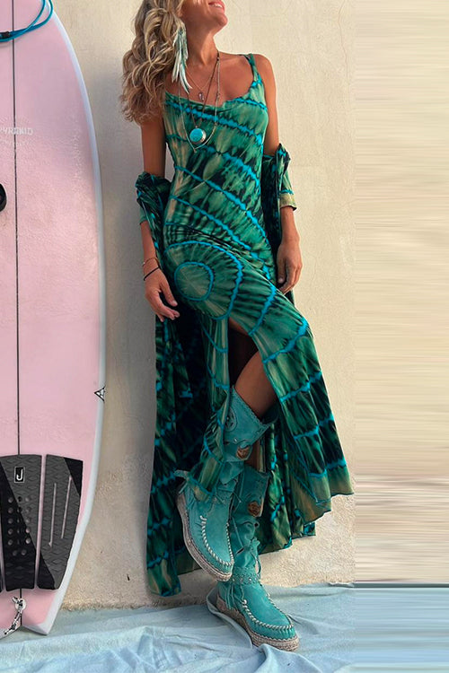 Maxikleid Damen Cami Stil Batik für Sommer - Langes Kleid aus Weiche Baumwolle und Polyester-2