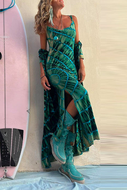 Maxikleid Damen Cami Stil Batik für Sommer - Langes Kleid aus Weiche Baumwolle und Polyester-2
