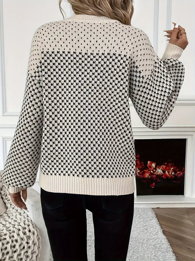 Damen-Langarmpullover, lockere Passform, hochwertige Mischung, aus Baumwolle und Polyester-2