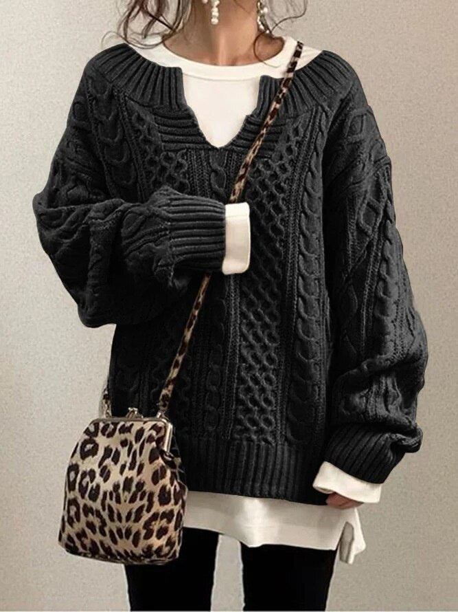 Variant image for Damen-Zopf-Strickpullover, oversized Acryl-7