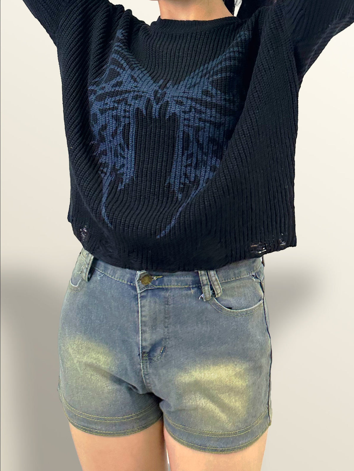 Damen-Pullover, Schmetterlingsmuster, weiches Acryl-4