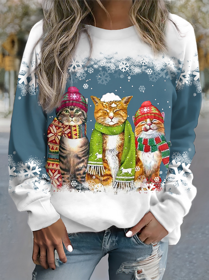 Variant image for Damen Wintertop Schneeball-Druck Weich Polyester-10