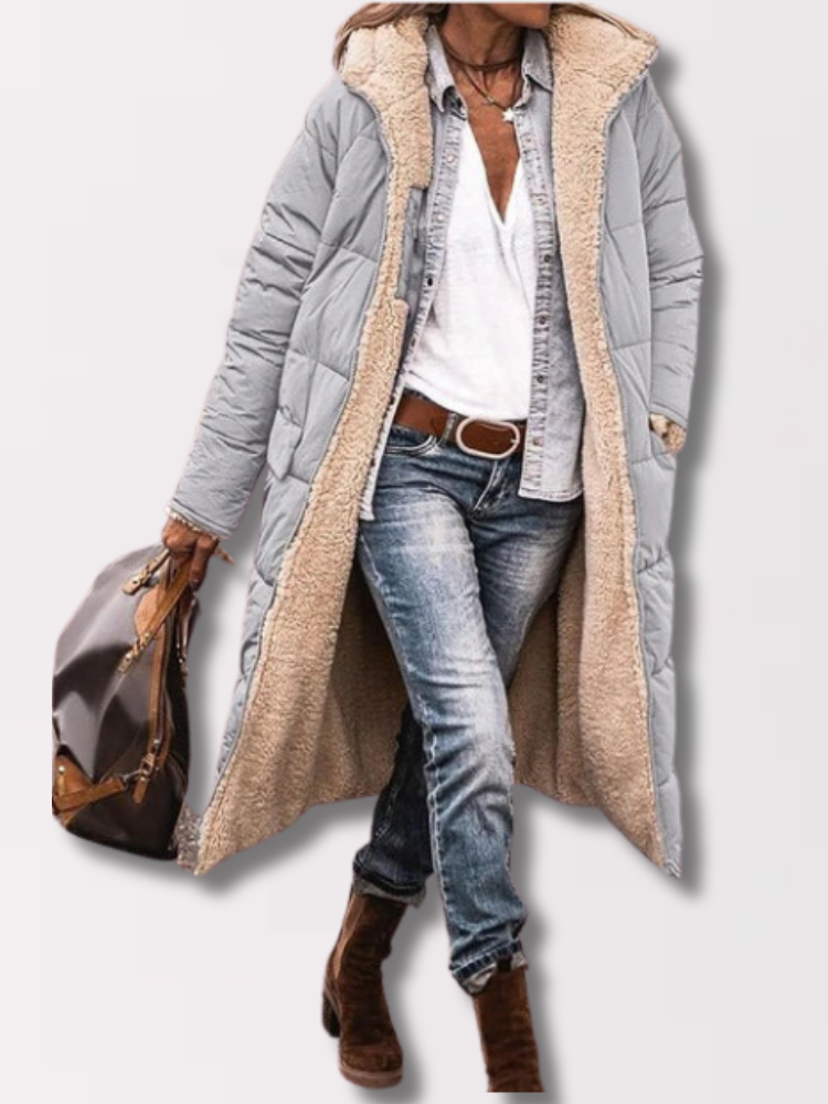 Variant image for Damen-Lange Winterjacke, Puffer-Design, Sherpa-13