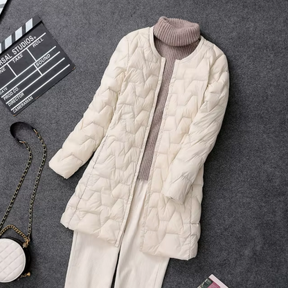 Damenjacke Puffer Mittlere Länge Minimalistisch Polyester-3