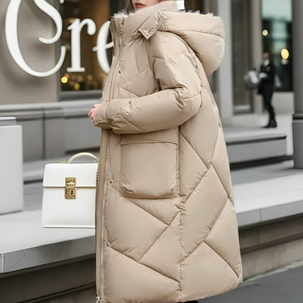Variant image for Langer Wintermantel Damen Lässiges Design Polyester mit Taschen-12