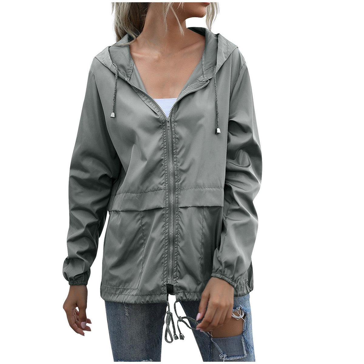 Transparente Damen-Regenjacke mit Kapuze – wasserabweisendes Material und elegantes Design, perfekt für Outdoor-Aktivitäten 6
