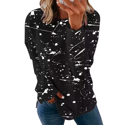 Damen-Oversize-Top, langärmelig, weiche Baumwolle-2