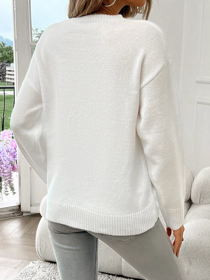 Damen-Pullover, breite Passform, Baumwolle, runder Ausschnitt-6