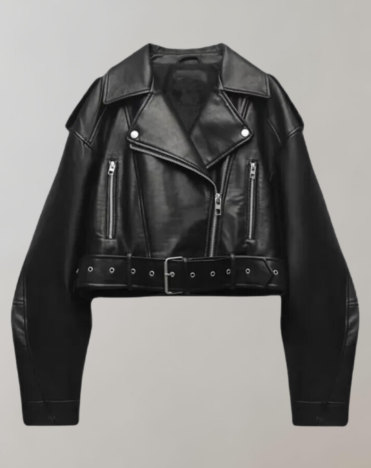 Damenjacke Oversized Vintage Synthetikleder-3