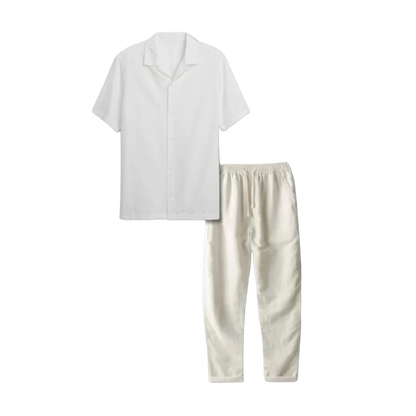 Variant image for Damen-Leinen-Outfit-Set, lässige Hemd und Hose Leinen-Baumwolle-11