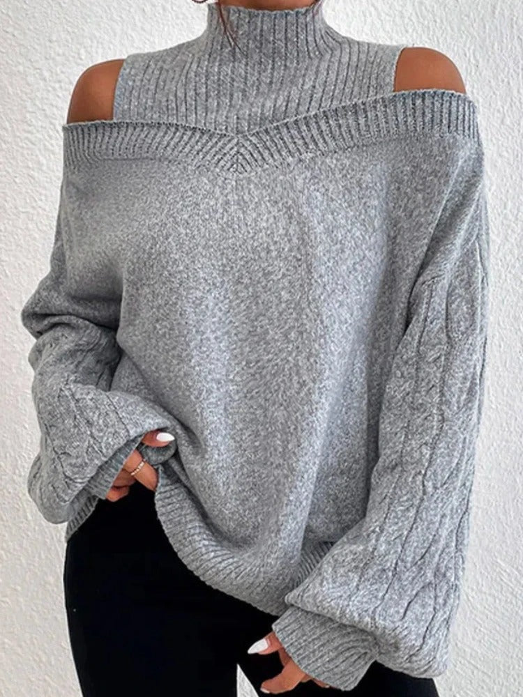 Damen Schulterfreies Top Trendig Baumwollmix Loose Fit-2