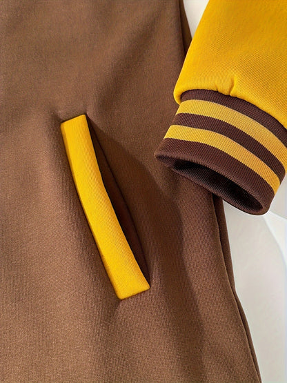 2-teiliger Jogginganzug für Damen mit gefütterter Kapuzenjacke und passender Jogginghose – trendiges Colorblocking-Design in Khaki 3
