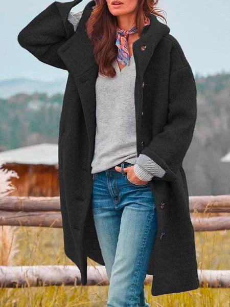 Damen-Mantel Lang Ärmel Bio-Baumwolle Elegant Loose Fit 9