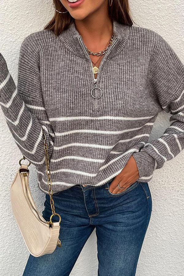 Damen-Halbzip-Pullover, sportlich, weicher Stoff-6