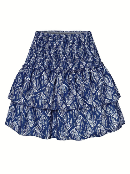 Damen-Rock, Casual, Kapsel-Saum, Polyester, tropisches Muster-5