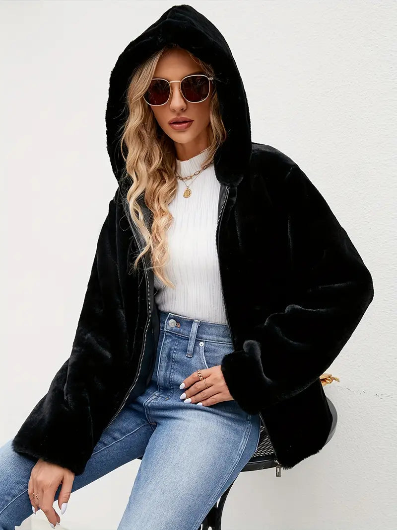 Damen Winterjacke Zip-up Weich Polyester Lang-6