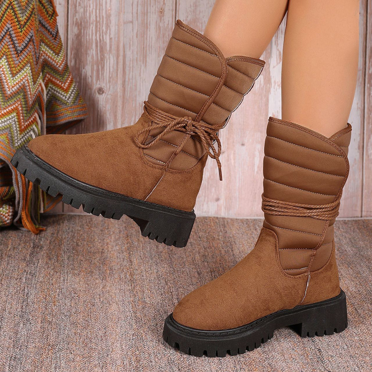 Gefütterte Damen-Winterstiefel, gepolstertes Design, robuste Gummisohle-3