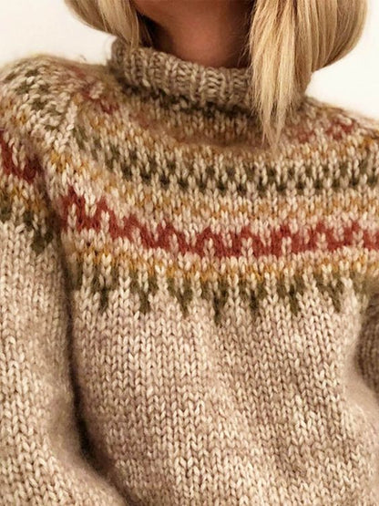 Damen-Pullover, Wollmix, traditionell, Rundpassen-Muster, lässige Passform-2