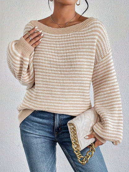 Variant image for Damen-Oversize-Strickpullover, gestreift, Baumwolle-25
