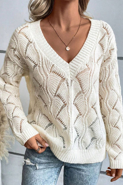 Damen-Strickpullover mit Lochmuster und Wolff-Halsausschnitt – leichte und atmungsaktive Materialien, perfekt für Frühling und Herbst 3