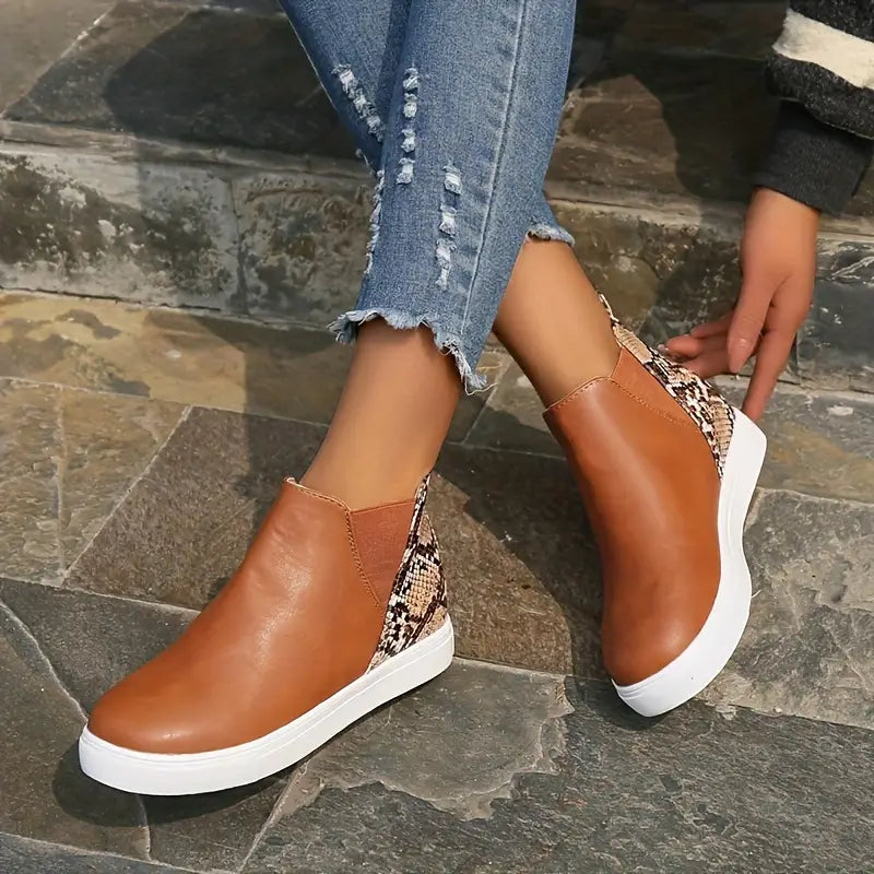 Damen-Stiefel, Schlangenprint, hochwertiger Stoff-2