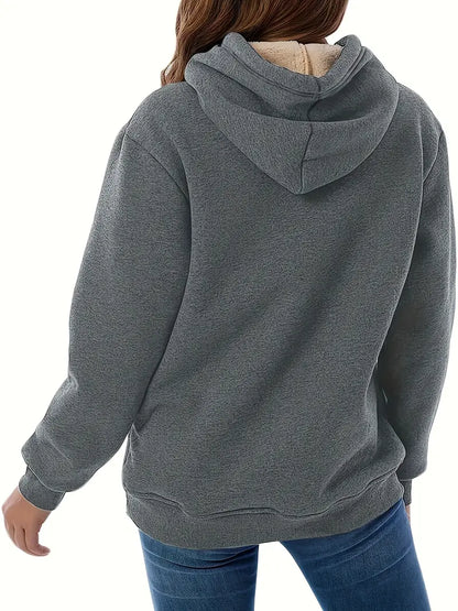 Langer Damen-Hoodie im monochromen Loose-Fit, 100% Baumwolle, mit Vordertasche-4