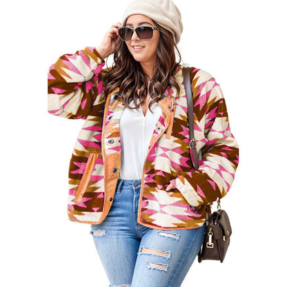 Damen-Fleecejacke, Oversized, Ethno-Stil, weich, Fleece-4