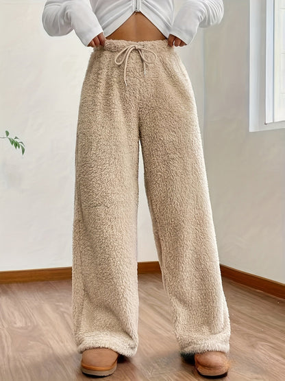 Damen-weite Hose, ultraflauschiger Teddy-Stoff-1