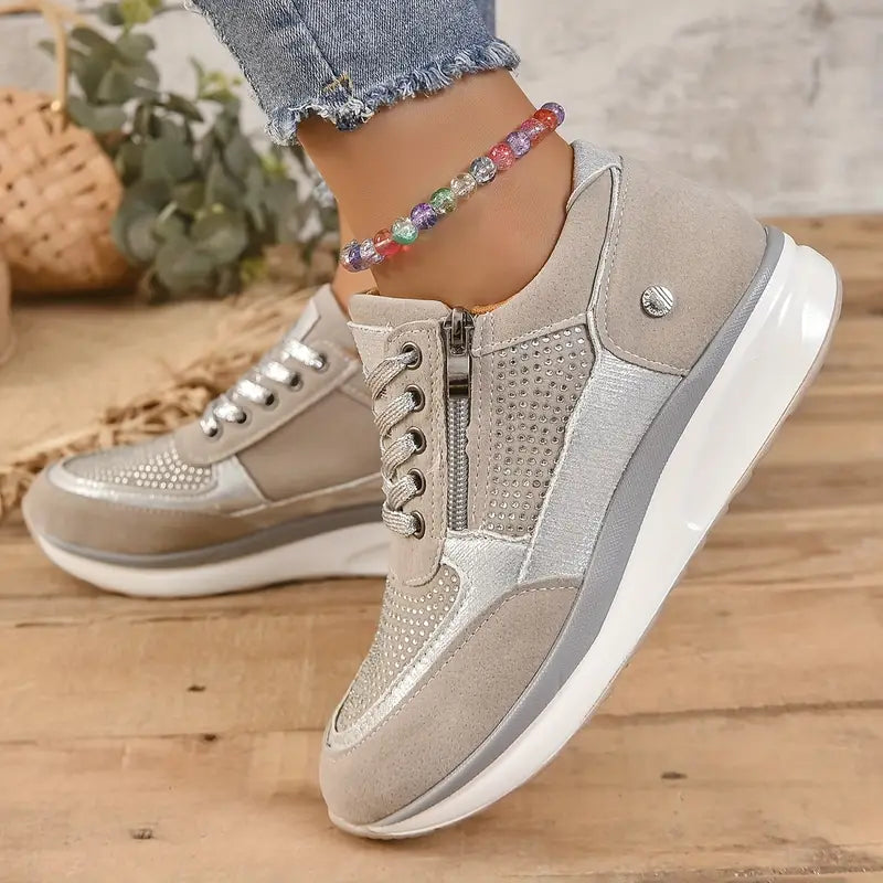 Damen-Sneakers, Wedge, glänzendes PU-Leder-2