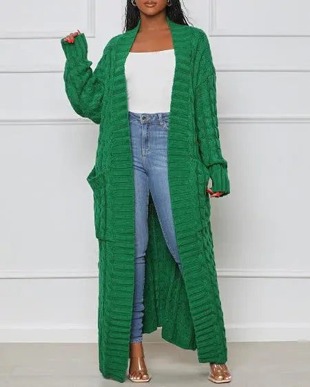 Damen-Cardigan, lange Strickjacke, modernes Acryl-4