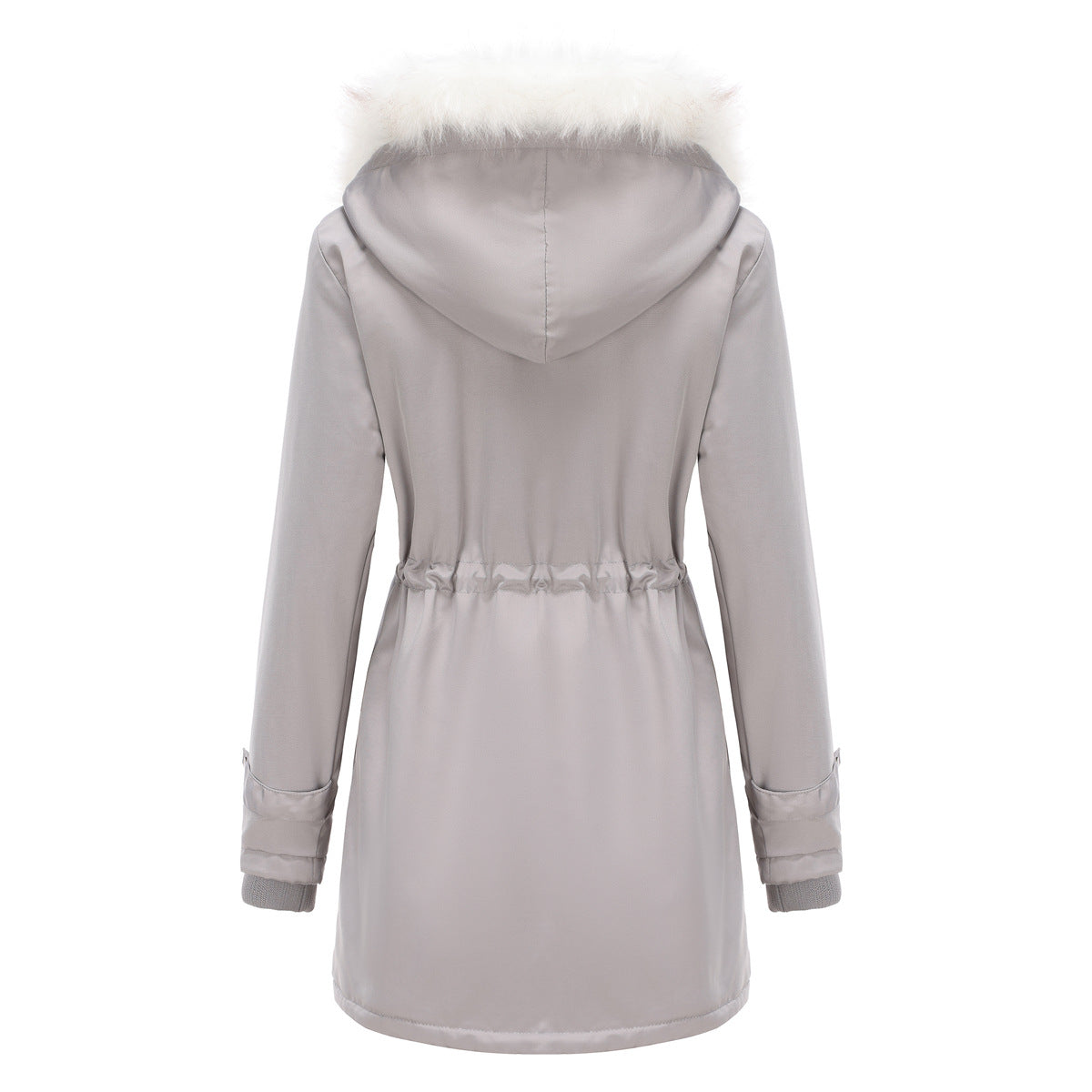 Damen-Parka-Mantel, lang, Polyester, mit abnehmbarem Kragen-2