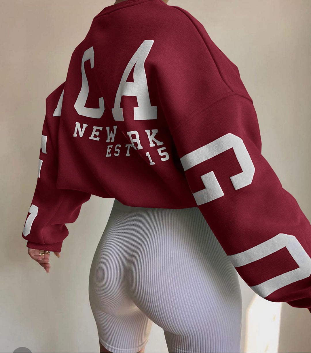 Variant image for Damen-Oversized-Crop-Pullover, lässig, Baumwolle-37