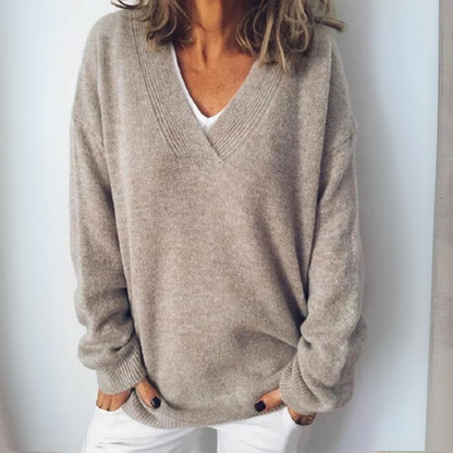 Variant image for Damen-V-Ausschnitt-Pullover, weiche Faser-1