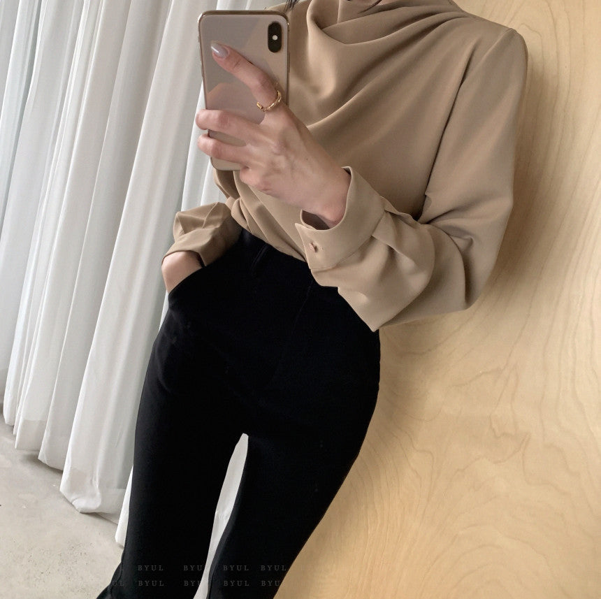 Damen Hemd Unregelmäßig Langarm Polyester 3