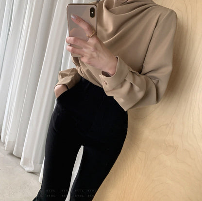Damen Hemd Unregelmäßig Langarm Polyester 3