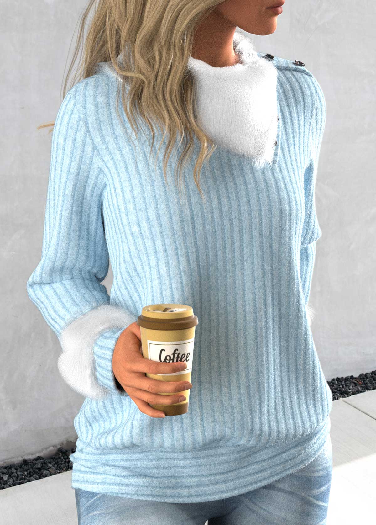 Damen-asymmetrischer-Pullover, langarm, atmungsaktiver Stoff 4