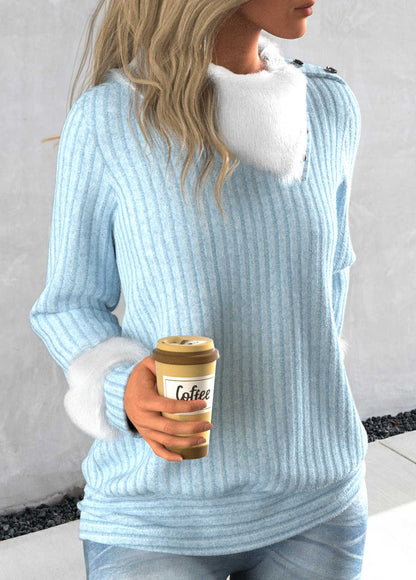 Damen-asymmetrischer-Pullover, langarm, atmungsaktiver Stoff 4