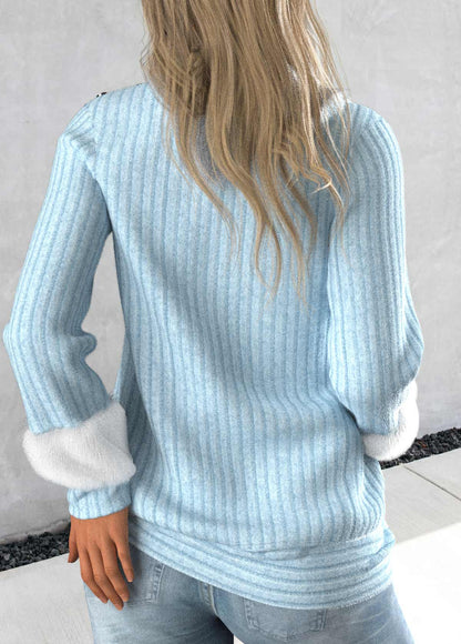 Damen-asymmetrischer-Pullover, langarm, atmungsaktiver Stoff 3