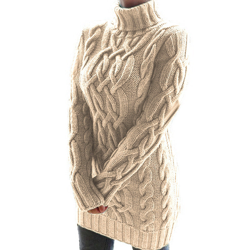 Damen-Strickpullover, Rollkragen, Zopfmuster, Acryl-2