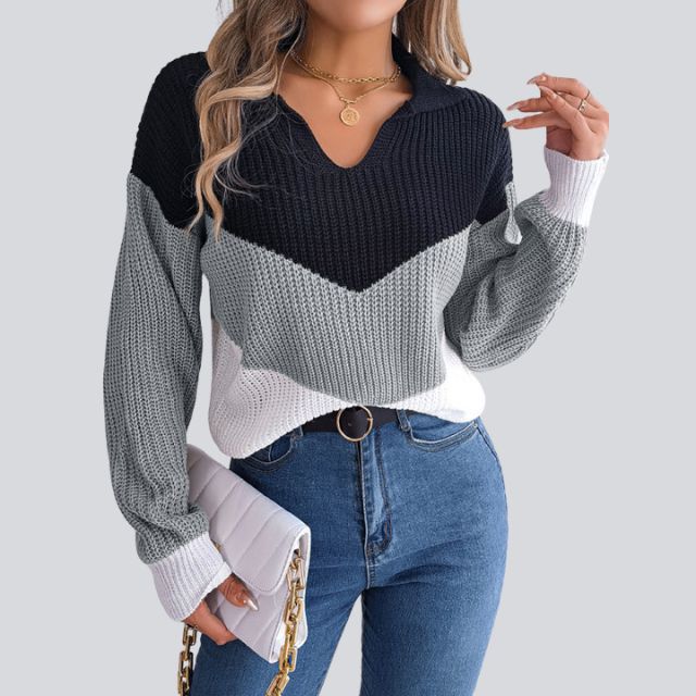 Variant image for Damen-Strickpullover, Farbblock, weiches Acryl-11