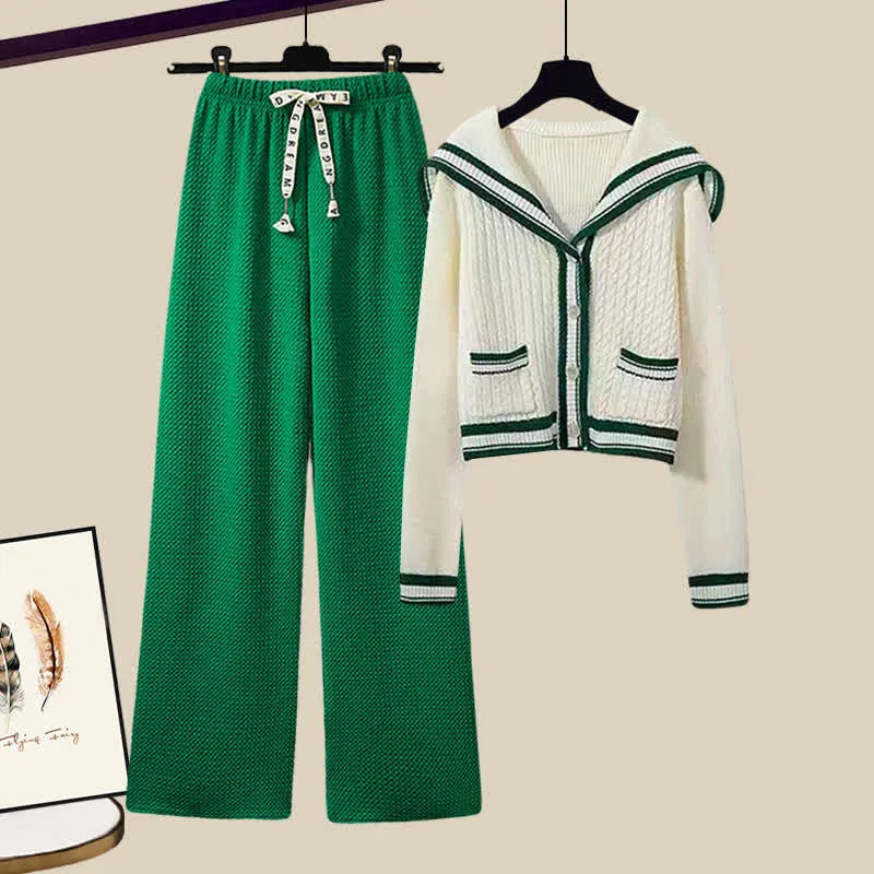 Variant image for Damen-Set: Pullover, Blattmuster, Polyester, Freizeithose-41