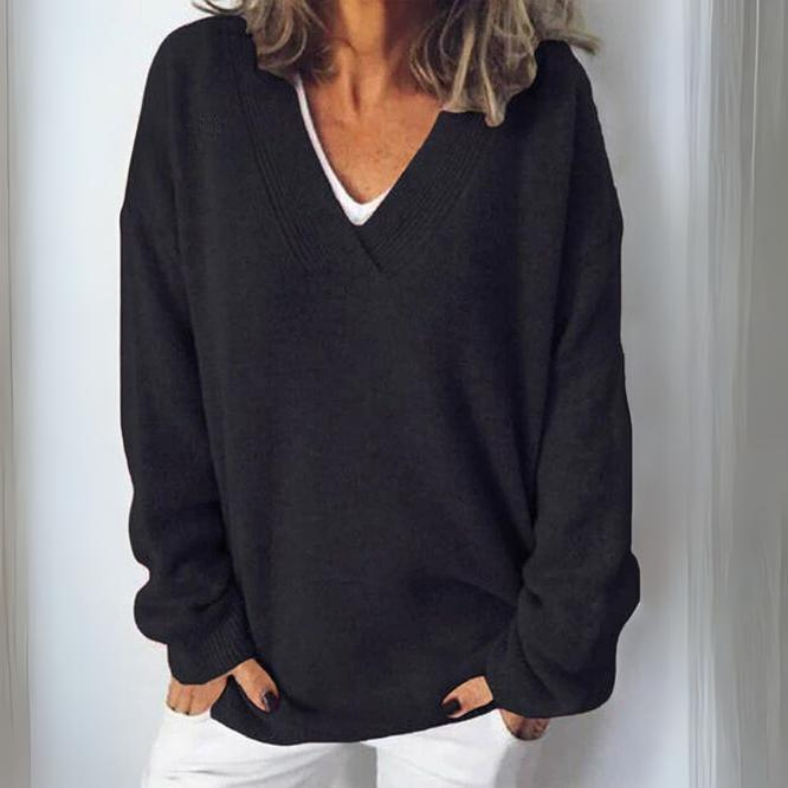 Damen-V-Ausschnitt-Pullover, weiche Faser-4