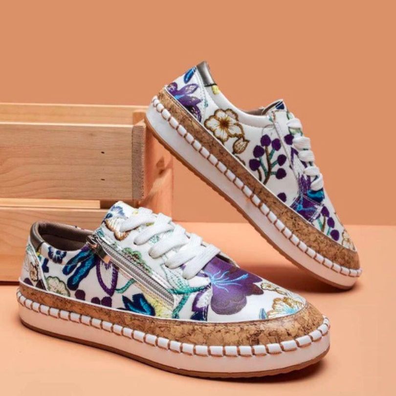 Variant image for Damen Sneakers Blumenmuster Weiches Textil Trendige Schuhe-19