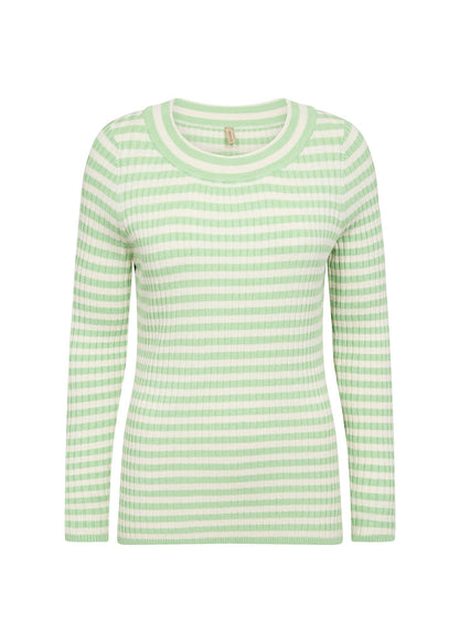 Damen-Pullover, runder Ausschnitt, lange Ärmel, Viskose, Nylon, Streifen-4