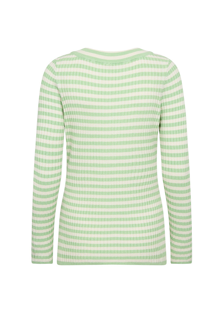 Damen-Pullover, runder Ausschnitt, lange Ärmel, Viskose, Nylon, Streifen-5