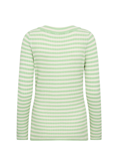 Damen-Pullover, runder Ausschnitt, lange Ärmel, Viskose, Nylon, Streifen-5